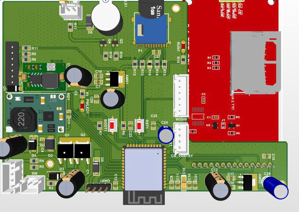 Góc nhìn chi tiết khối nguồn DC-DC Buck Mini 360, LDO kép và đường mạch tín hiệu cao tần